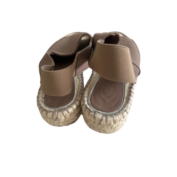 PALOMITAS Paloma Barcelo Taupe Leather Espadrilles Flats Size 38 - Picture 5 of 9